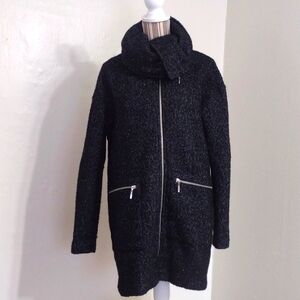 Noisy May NM Round Black Wool Blend Funnel Neck Jacket Size S